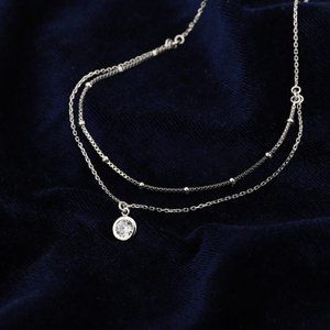 Vanbelle Sterling Silver Jewelry Tiny DiscChoker Necklace and Rhodium Plated